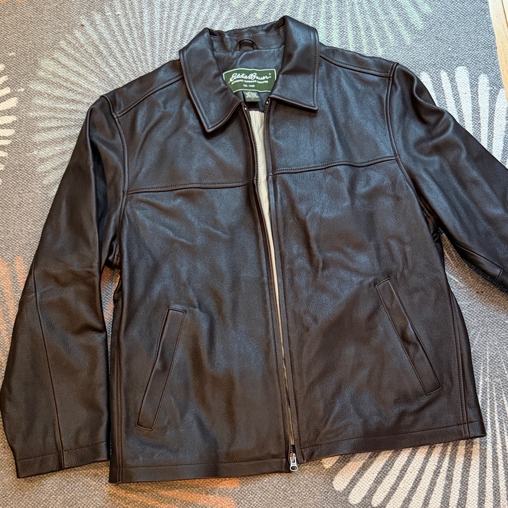 Eddie Bauer Men's Dark Brown Leather Jacket